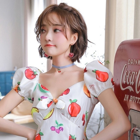 🐝 18K GP Cherry Baby Dangle Earrings - Picture 6 of 6